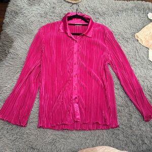 Altar'd State Pink Pleated Button Down Shirt